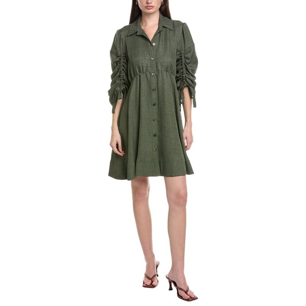 Maison Tara Womens Lelis Twill Airflow Mini Dress, Green